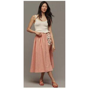 NWT! Maeve Anthropologie Red White Seersucker Midi Slit Skirt Size 8 Preppy